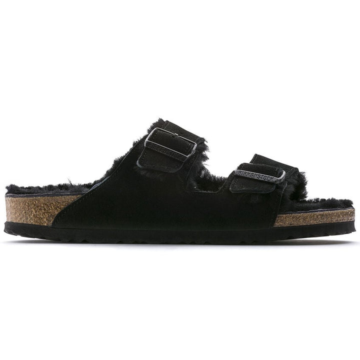 BIRKENSTOCK Arizona Shearling Sandals Black Suede Regular Width 0752661 Image 3