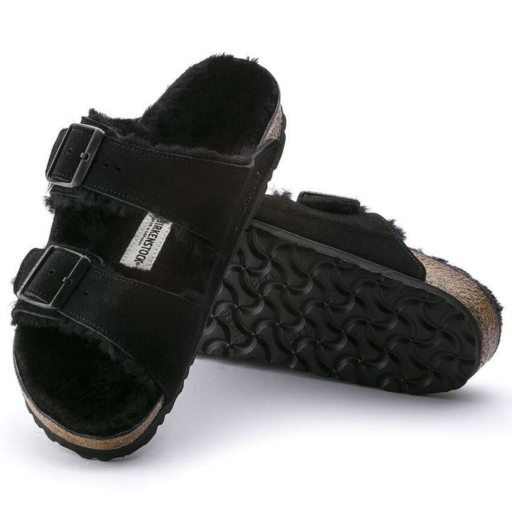 BIRKENSTOCK Arizona Shearling Sandals Black Suede Regular Width 0752661 Image 4