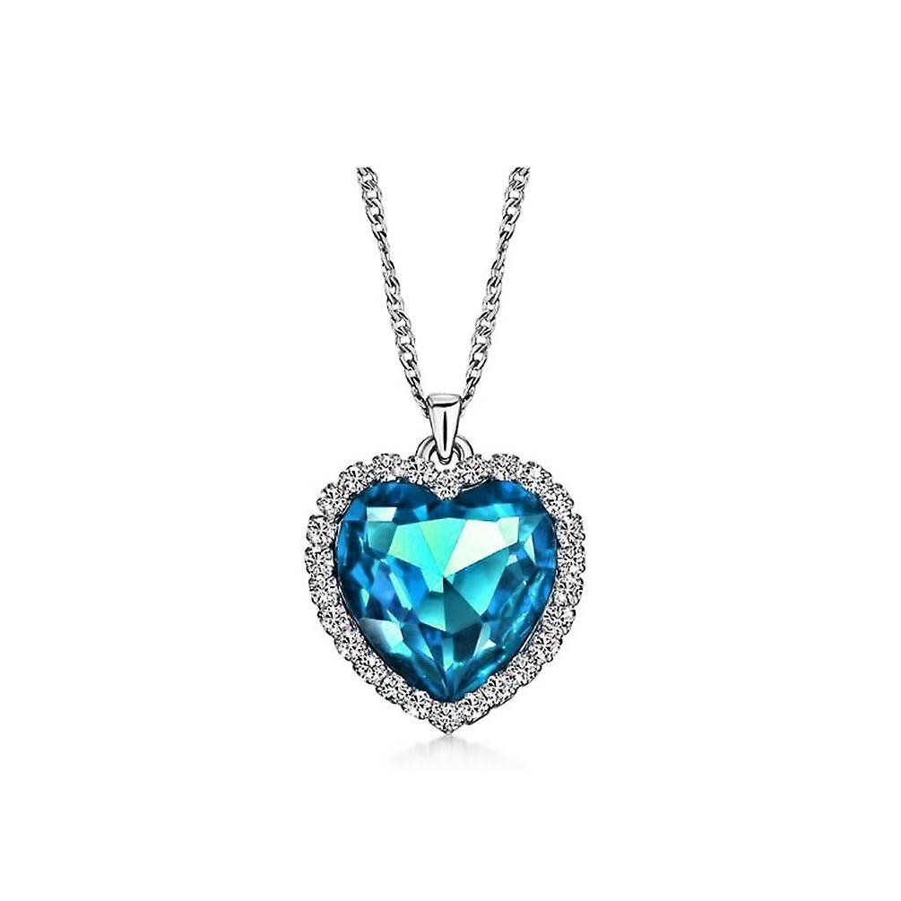 Sterling Silver Plated Heart Pendant Necklace with Cubic Zirconia Crystals Image 1