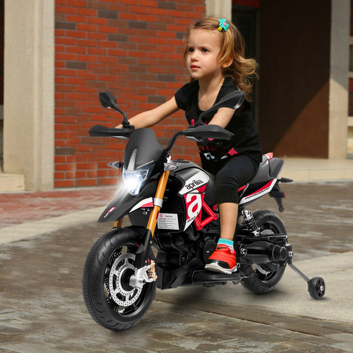 12V Licensed Kids Ride On Motorcycle w/ Headlight Training Wheel Black/Red Image 3