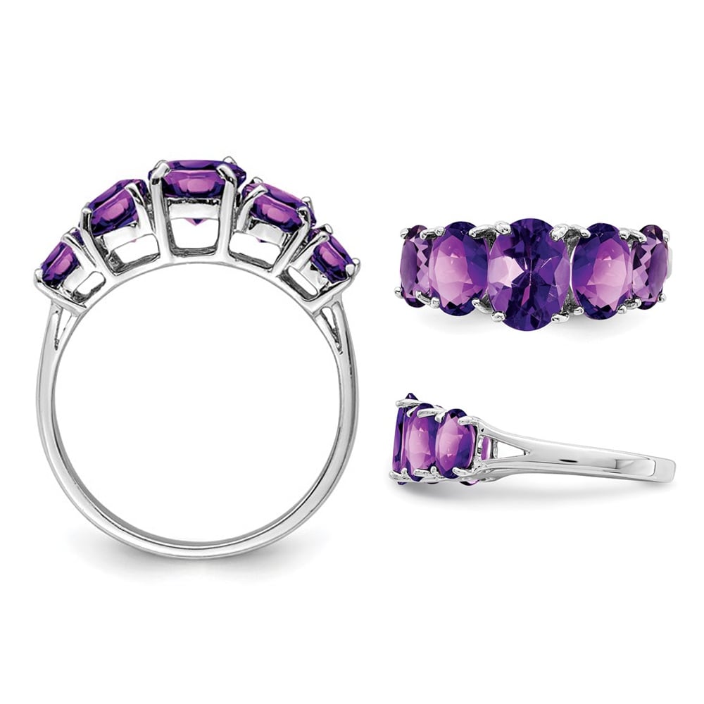 3.40 Carat (ctw) Five-Stone Amethyst Ring in Sterling Silver Image 4