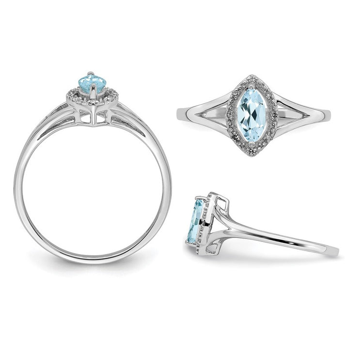 1/5 Carat (ctw) Marquise-Cut Aquamarine Ring in Sterling Silver Image 3