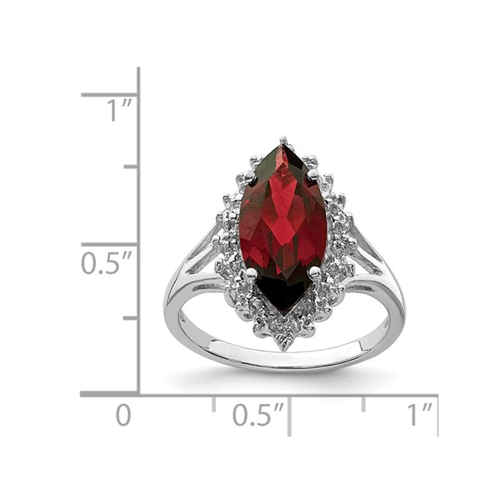 3.00 Carat (ctw) Red Garnet Marquise Ring in Sterling Silver Image 2