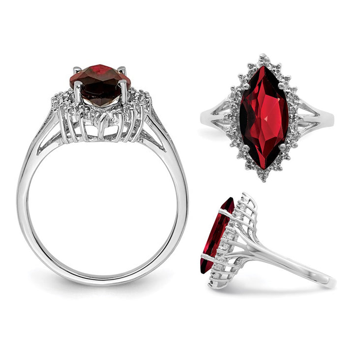 3.00 Carat (ctw) Red Garnet Marquise Ring in Sterling Silver Image 3