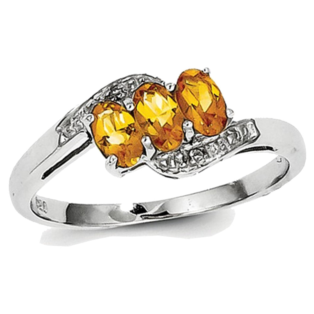 1/2 Carat (ctw) Three-Stone Citrine Ring in Sterling Silver Image 1