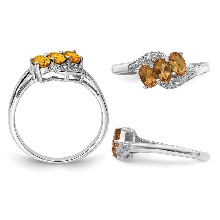 1/2 Carat (ctw) Three-Stone Citrine Ring in Sterling Silver Image 3