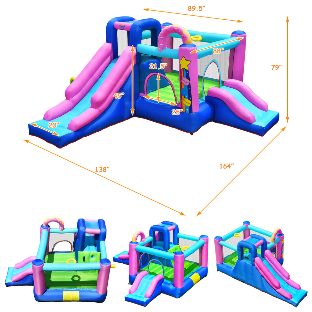 Inflatable Bounce House Kids Jumping Slide Bouncer w/ 480W Air Blower Image 2