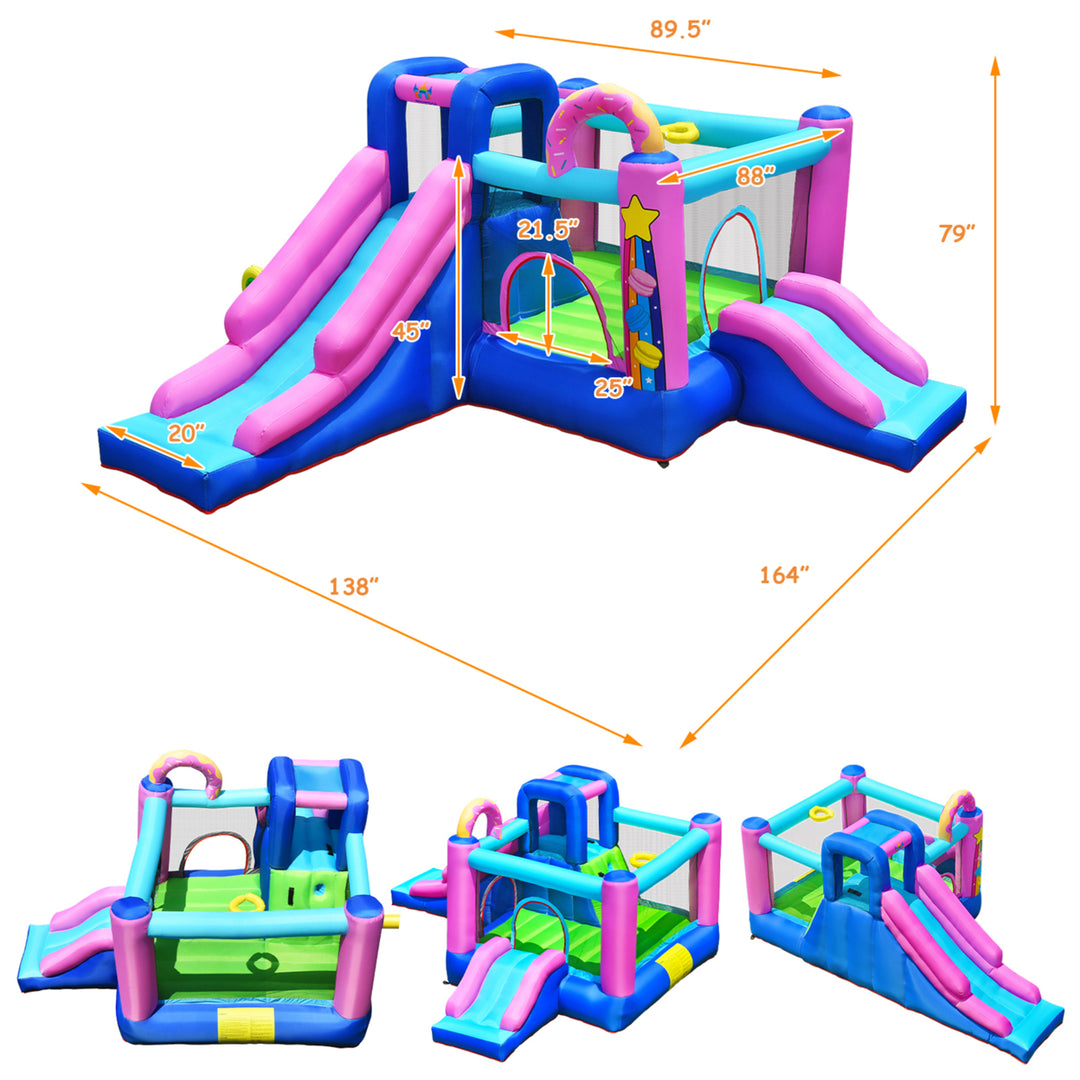 Inflatable Bounce House Kids Jumping Slide Bouncer w/ 480W Air Blower Image 2