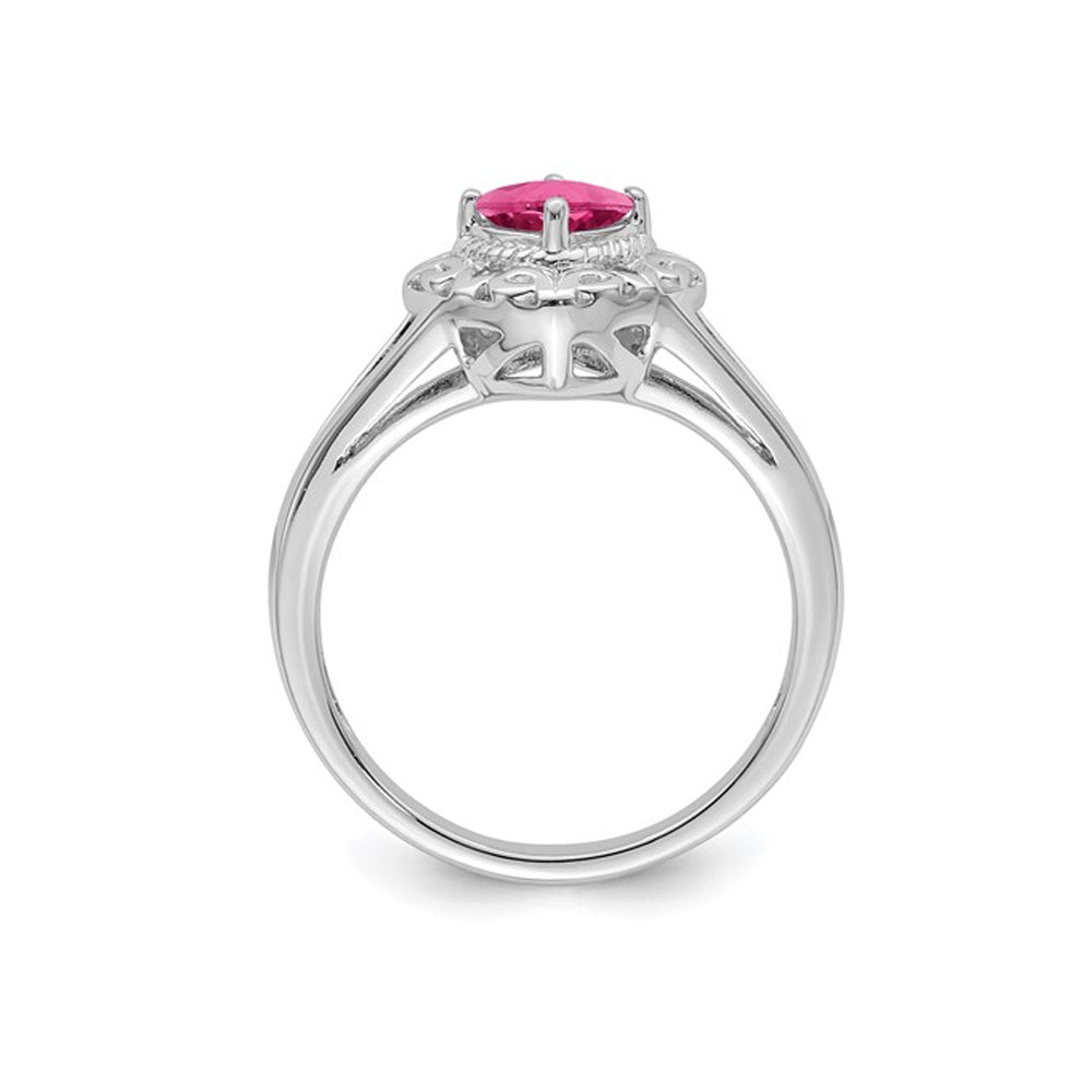 1/2 Carat (ctw) Natural Pink Tourmaline Ring in Sterling Silver Image 4