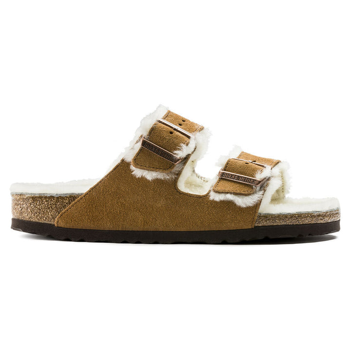 BIRKENSTOCK Arizona Shearling Mink Suede Sandals Natural Shearling Regular Width Image 2