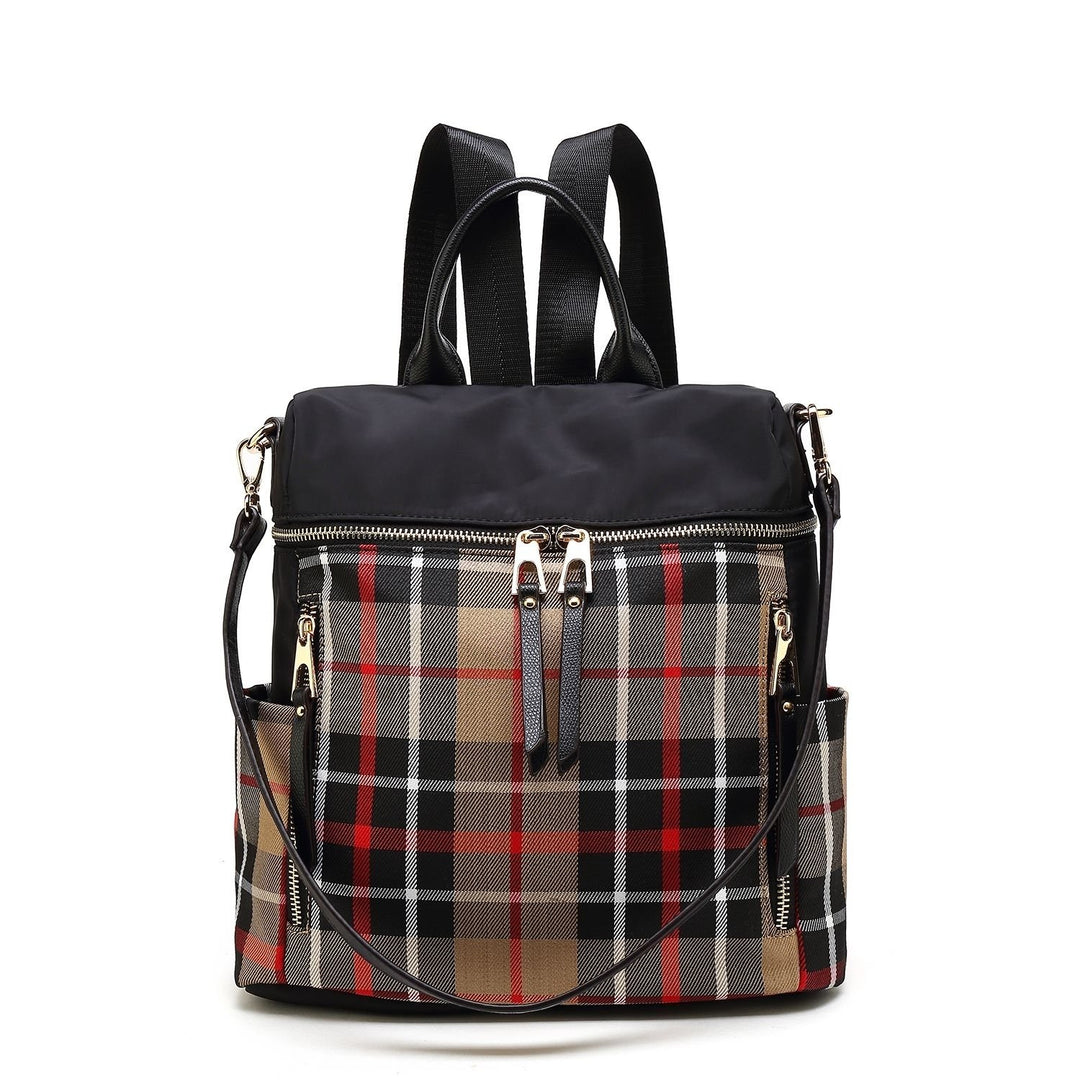 MKF Collection Nishi Plaid Shoulder Bag Multi-Compartment Backpack by Mia K. Image 1