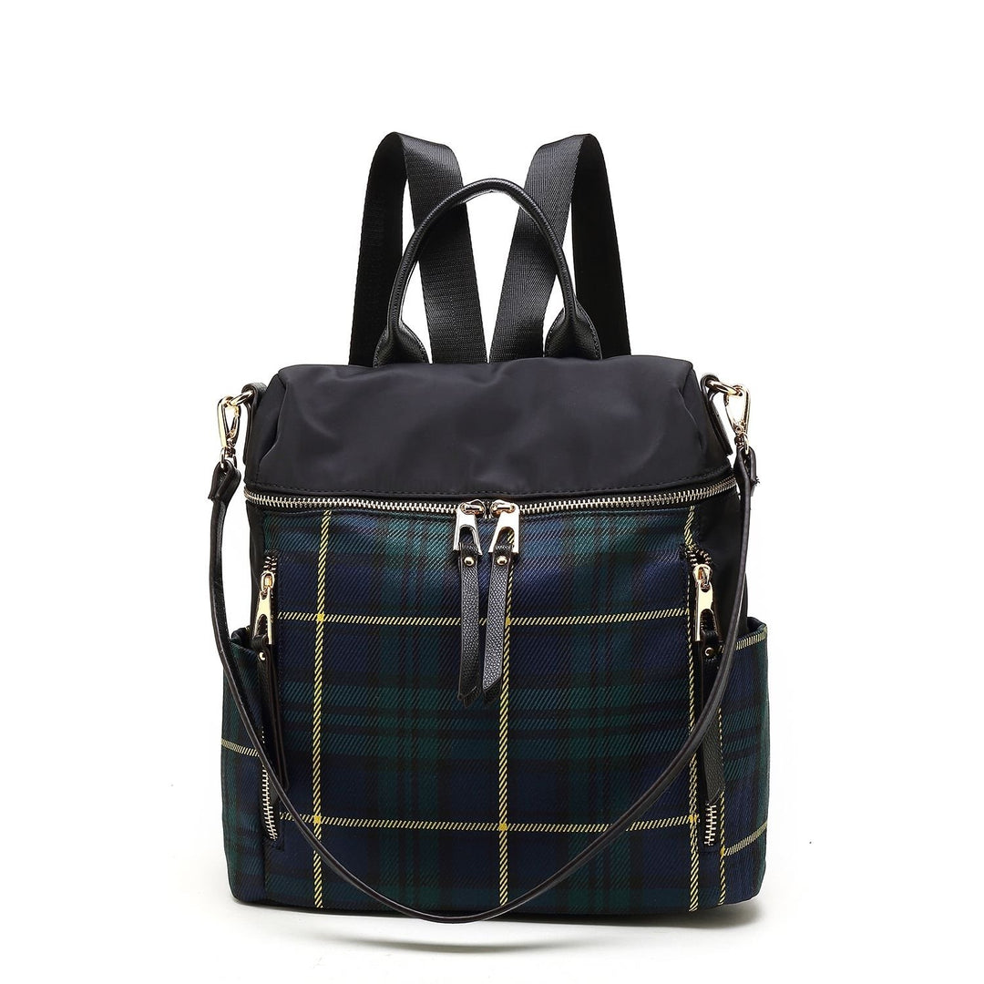 MKF Collection Nishi Plaid Shoulder Bag Multi-Compartment Backpack by Mia K. Image 1