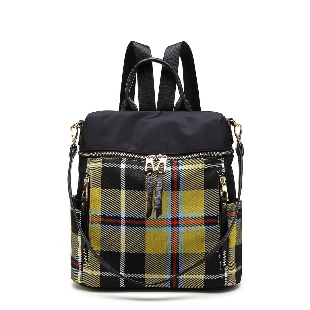 MKF Collection Nishi Plaid Shoulder Bag Multi-Compartment Backpack by Mia K. Image 1