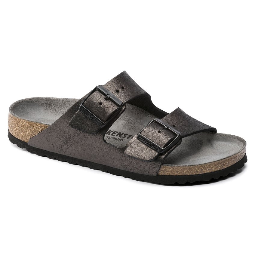 BIRKENSTOCK Arizona Washed Metallic Antique Black Leather Narrow Width 1011292 Image 1