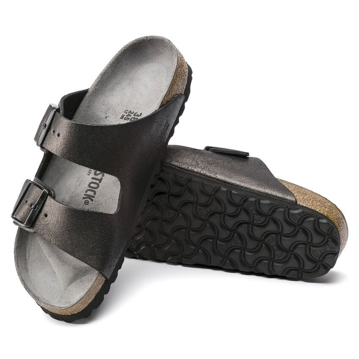 BIRKENSTOCK Arizona Washed Metallic Antique Black Leather Narrow Width 1011292 Image 4