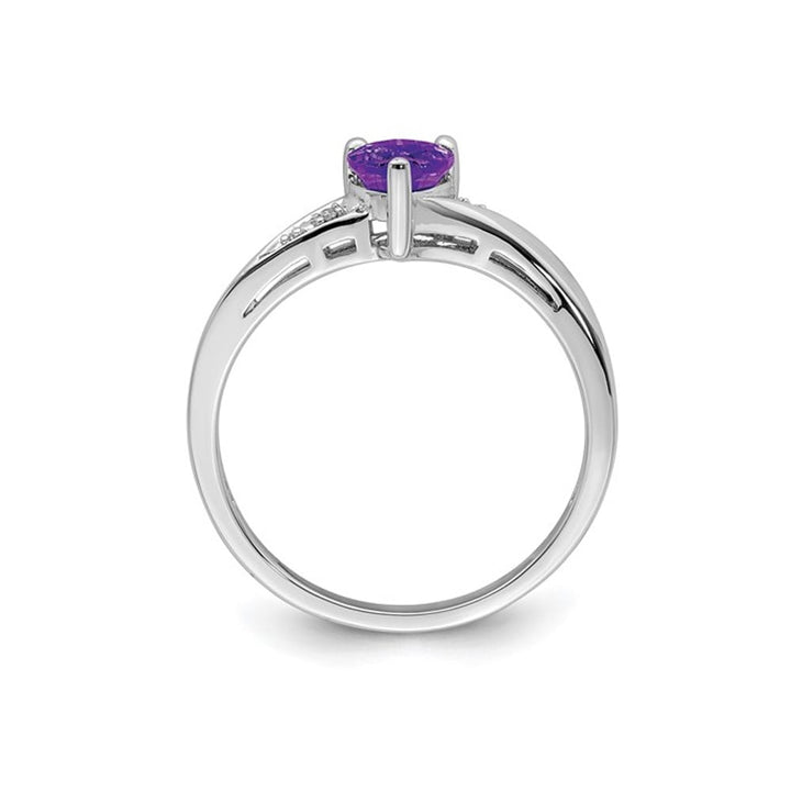 2/5 Carat (ctw) Amethyst Heart Promise Ring in Sterling Silver Image 3