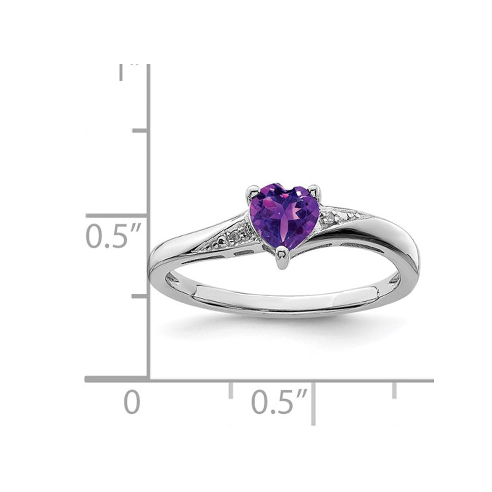 2/5 Carat (ctw) Amethyst Heart Promise Ring in Sterling Silver Image 4