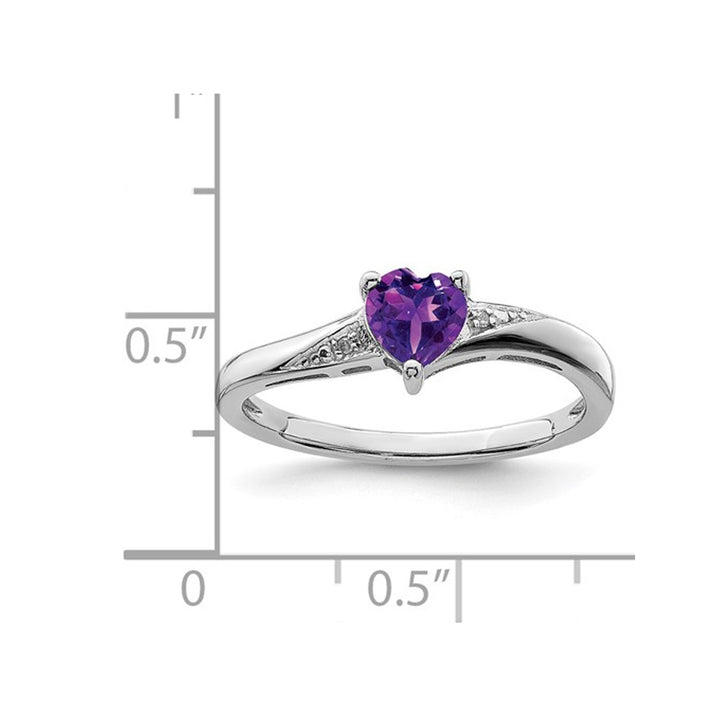 2/5 Carat (ctw) Amethyst Heart Promise Ring in Sterling Silver Image 4