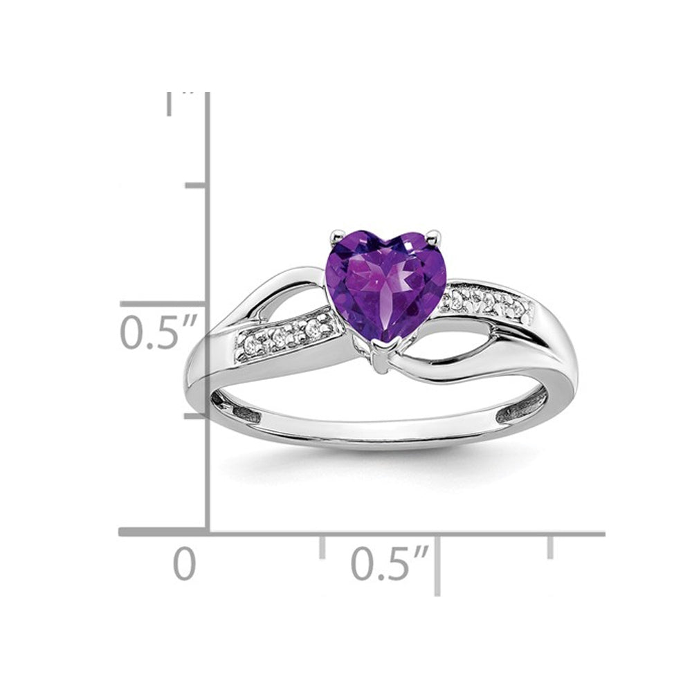 5/8 Carat (ctw) Amethyst Heart Promise Ring in 14K White Gold (SIZE 7) Image 4