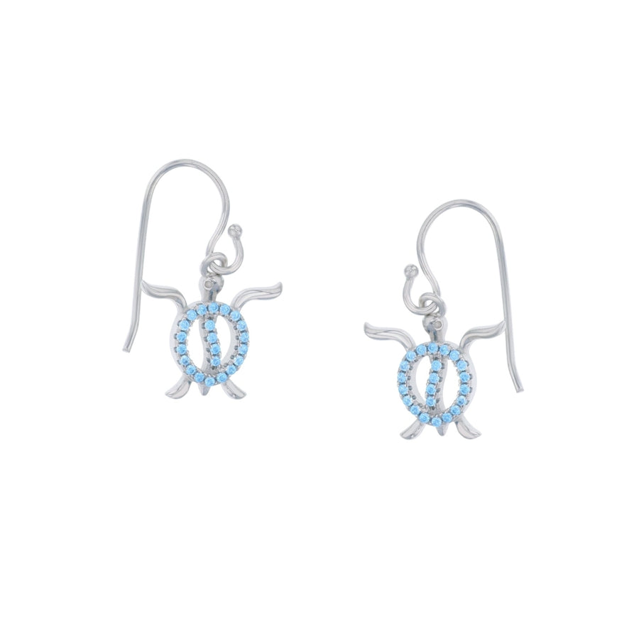 Sterling Silver Aqua CZ Turtle Earring Image 1