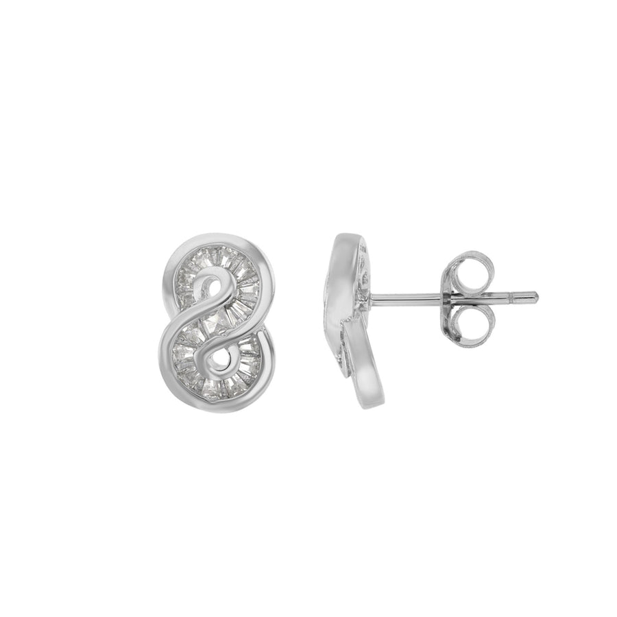 Sterling Silver Baguette Clear CZ Infinity Earring Image 1