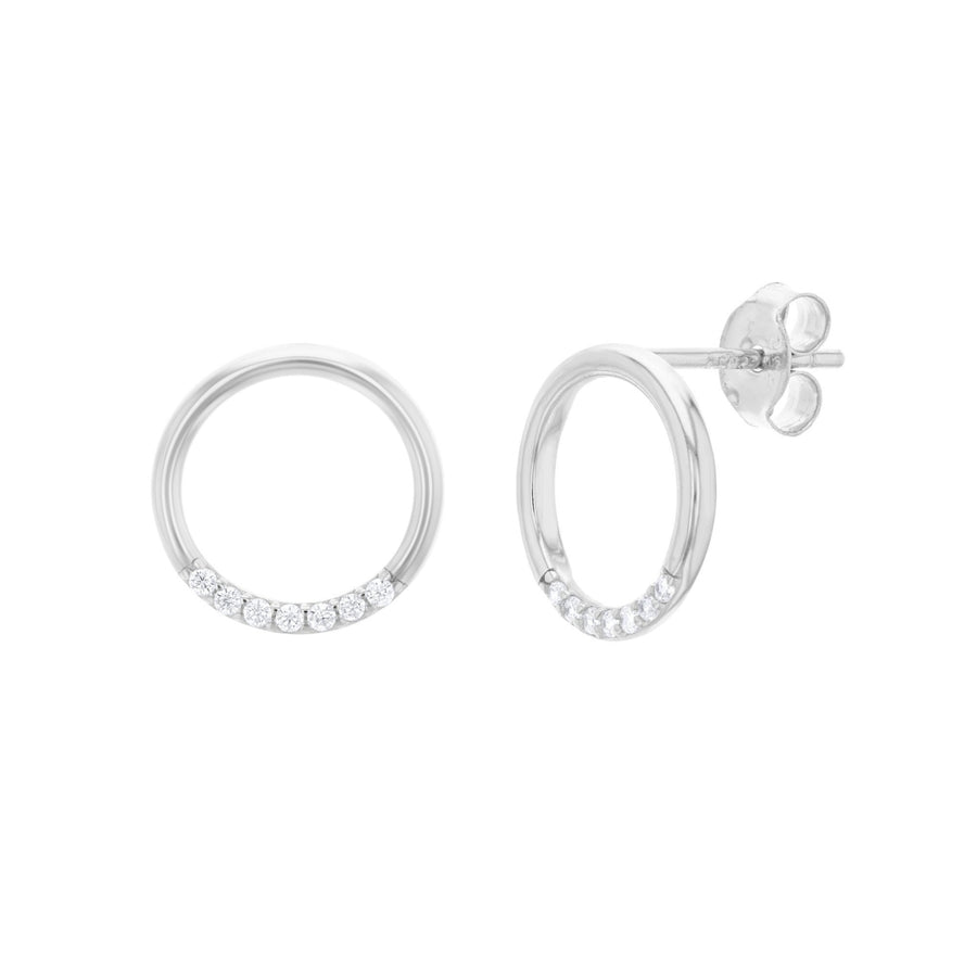 Sterling Silver Cirle with CZ Stud Earring Image 1