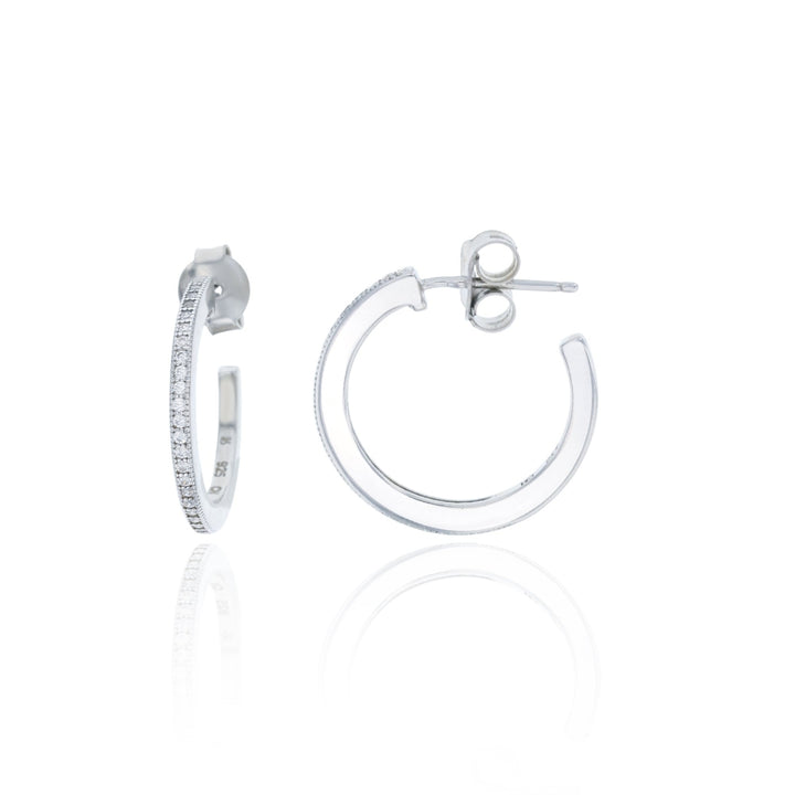 Sterling Silver Open Round CZ Hoop Earring Image 1