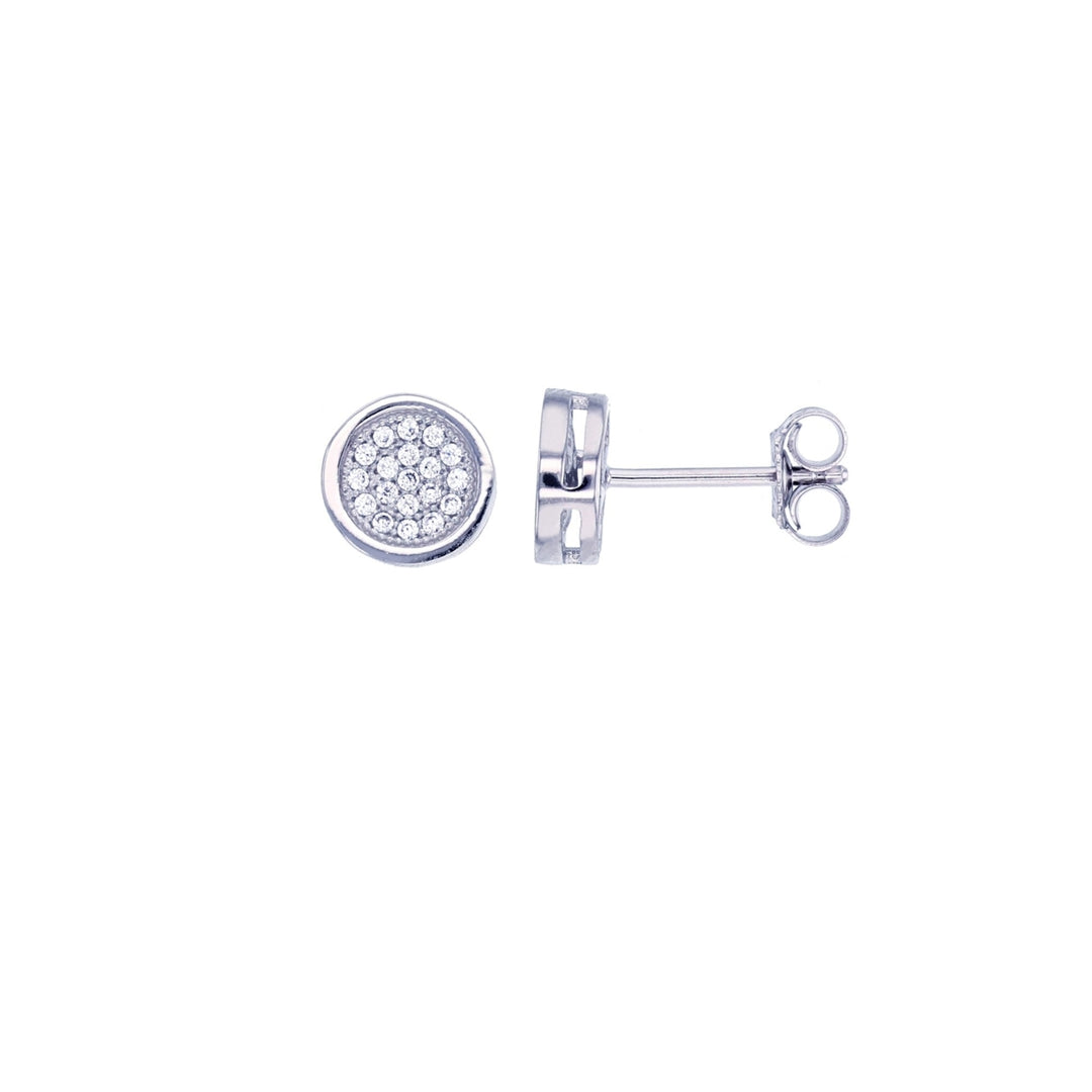 Sterling Silver Round Pave CZ Earring Image 1