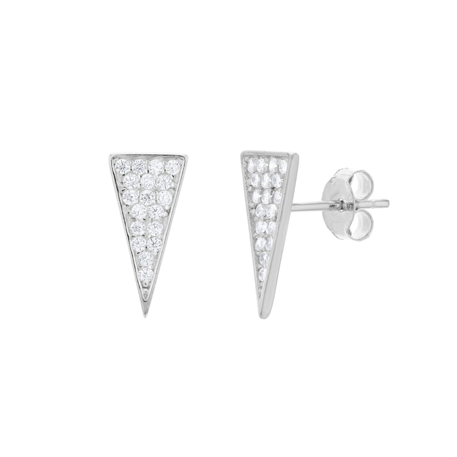 Sterling Silver Traingle Pave CZ Stud Earring Image 1