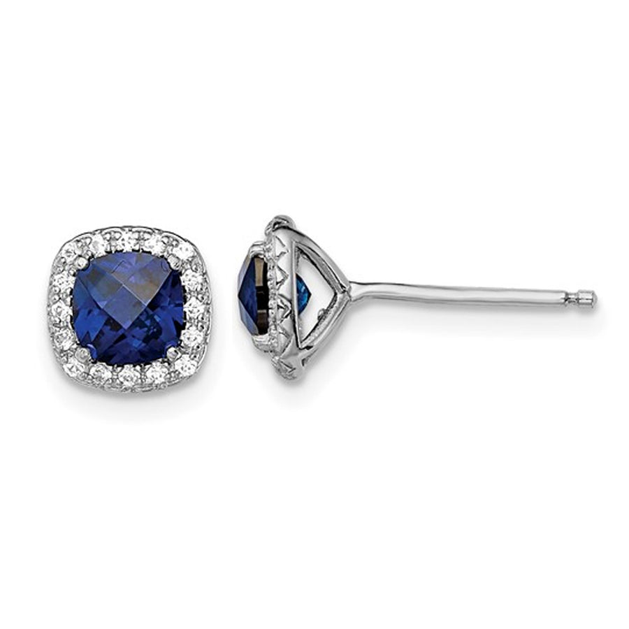 3/10 Carat (ctw) Lab-Created Blue and White Sapphire Earrings in Sterling Silver Image 1