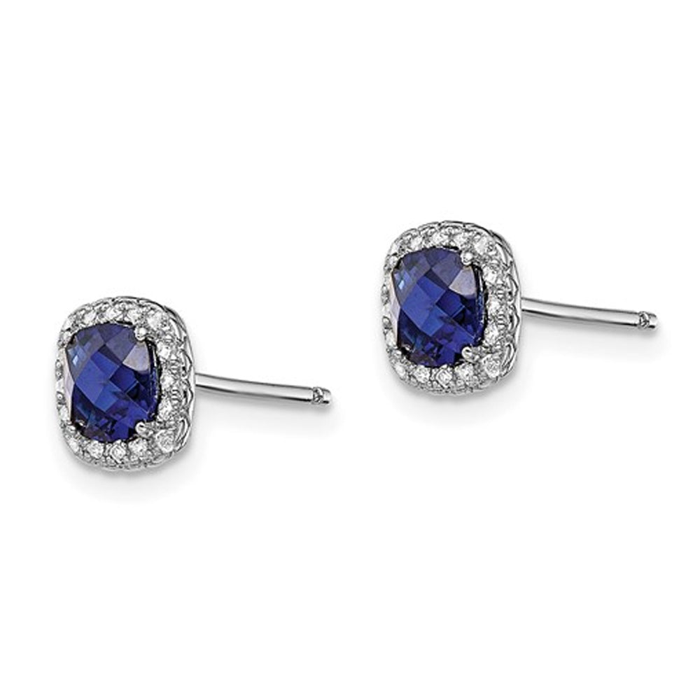 3/10 Carat (ctw) Lab-Created Blue and White Sapphire Earrings in Sterling Silver Image 2