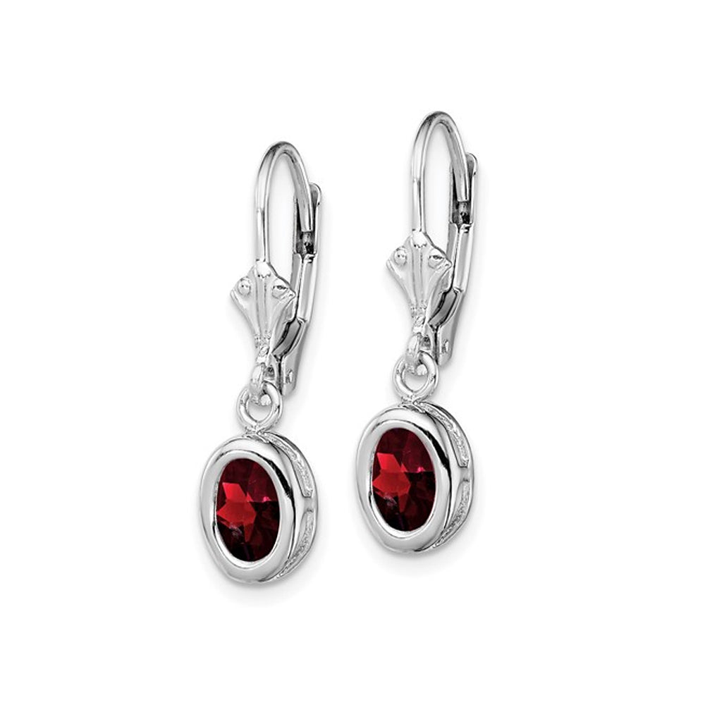 2.00 Carat (ctw) Garnet Drop Oval Earrings in Sterling Silver Image 3