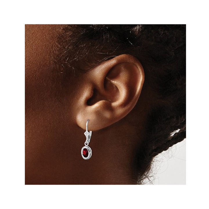 2.00 Carat (ctw) Garnet Drop Oval Earrings in Sterling Silver Image 4