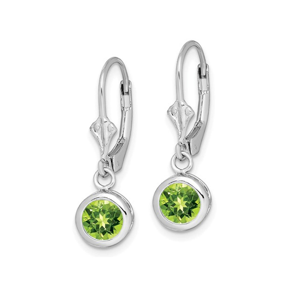 1.80 Carat (ctw) Green Peridot Drop Earrings in Sterling Silver Image 2