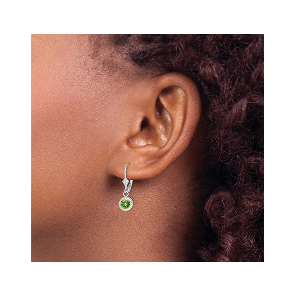 1.80 Carat (ctw) Green Peridot Drop Earrings in Sterling Silver Image 3