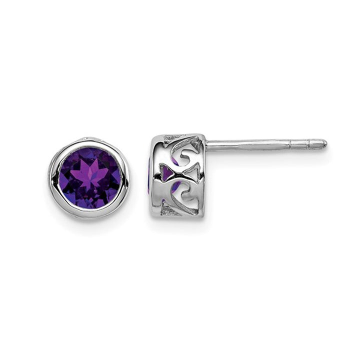 2/5 Carat (ctw) Amethyst Solitaire Earrings in Sterling Silver Image 1