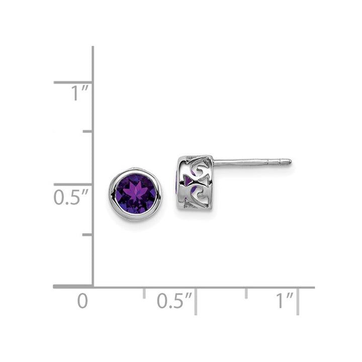 2/5 Carat (ctw) Amethyst Solitaire Earrings in Sterling Silver Image 4