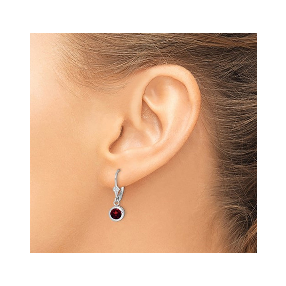 2.00 Carat (ctw) Red Garnet Drop Earrings in Sterling Silver Image 4