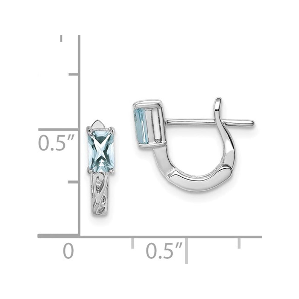 Sterling Silver Light Aquamarine Hinged Hoop Earrings 2/5 carat (ctw) Image 4