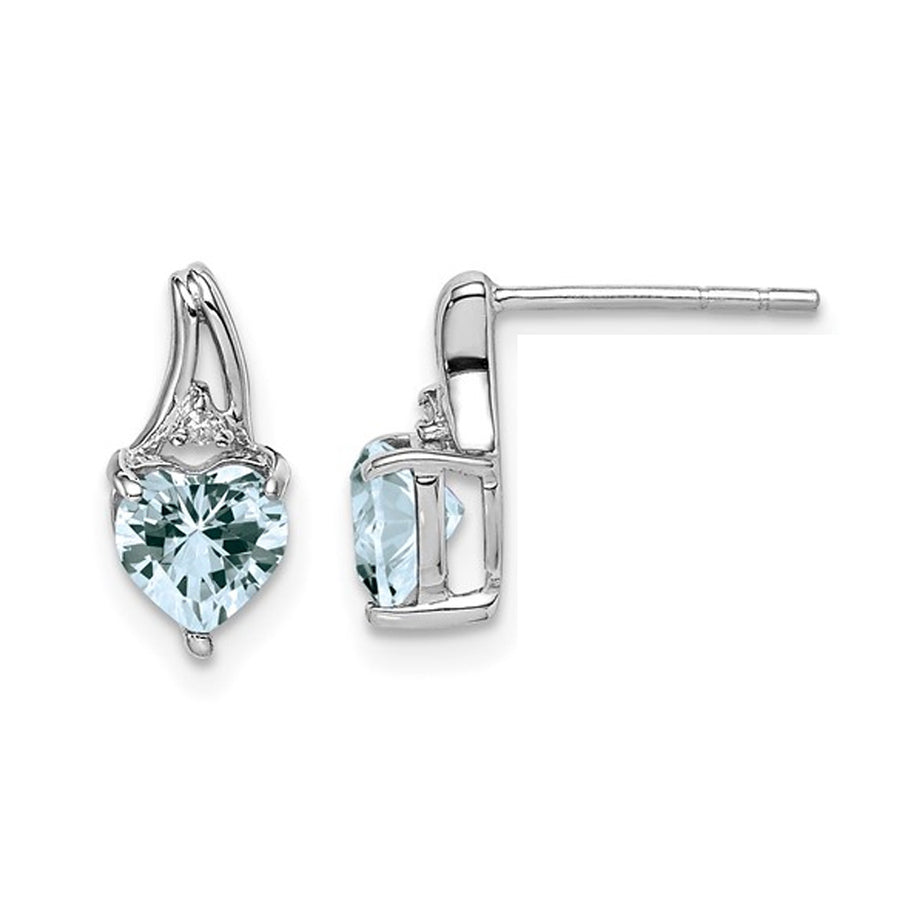 3/4 carat (ctw) Aquamarine Heart Earrings in Sterling Silver Image 1