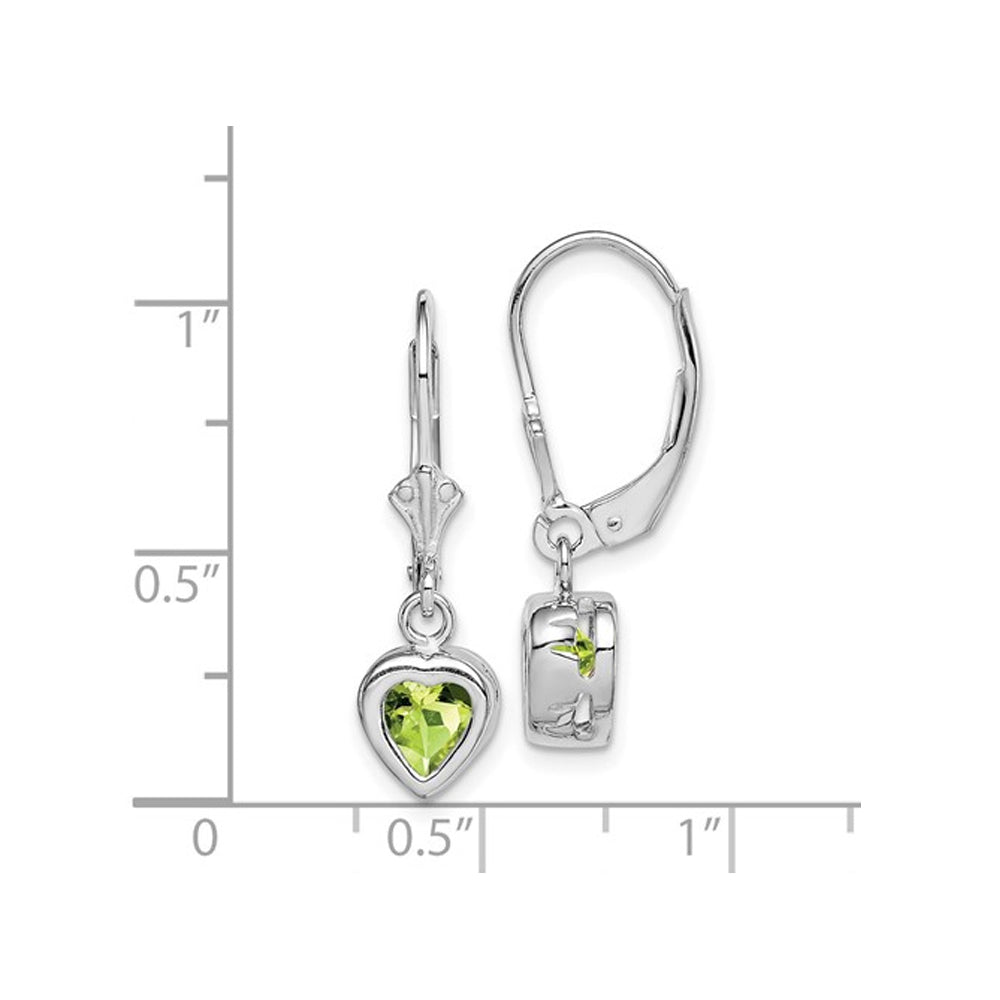 1.50 Carat (ctw) Peridot Drop Heart Earrings in Sterling Silver Image 3