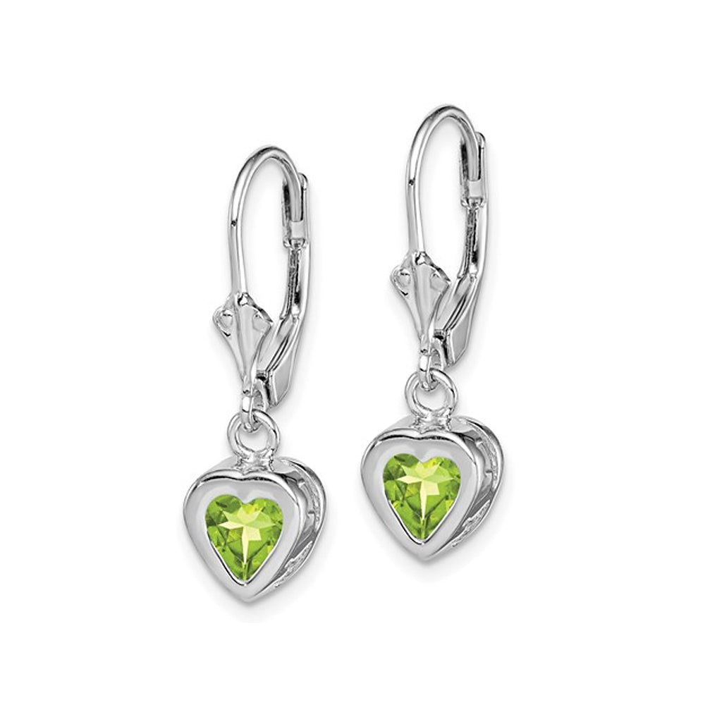 1.50 Carat (ctw) Peridot Drop Heart Earrings in Sterling Silver Image 4