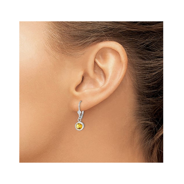 1.50 Carat (ctw) Citrine Drop Earrings in Sterling Silver Image 3