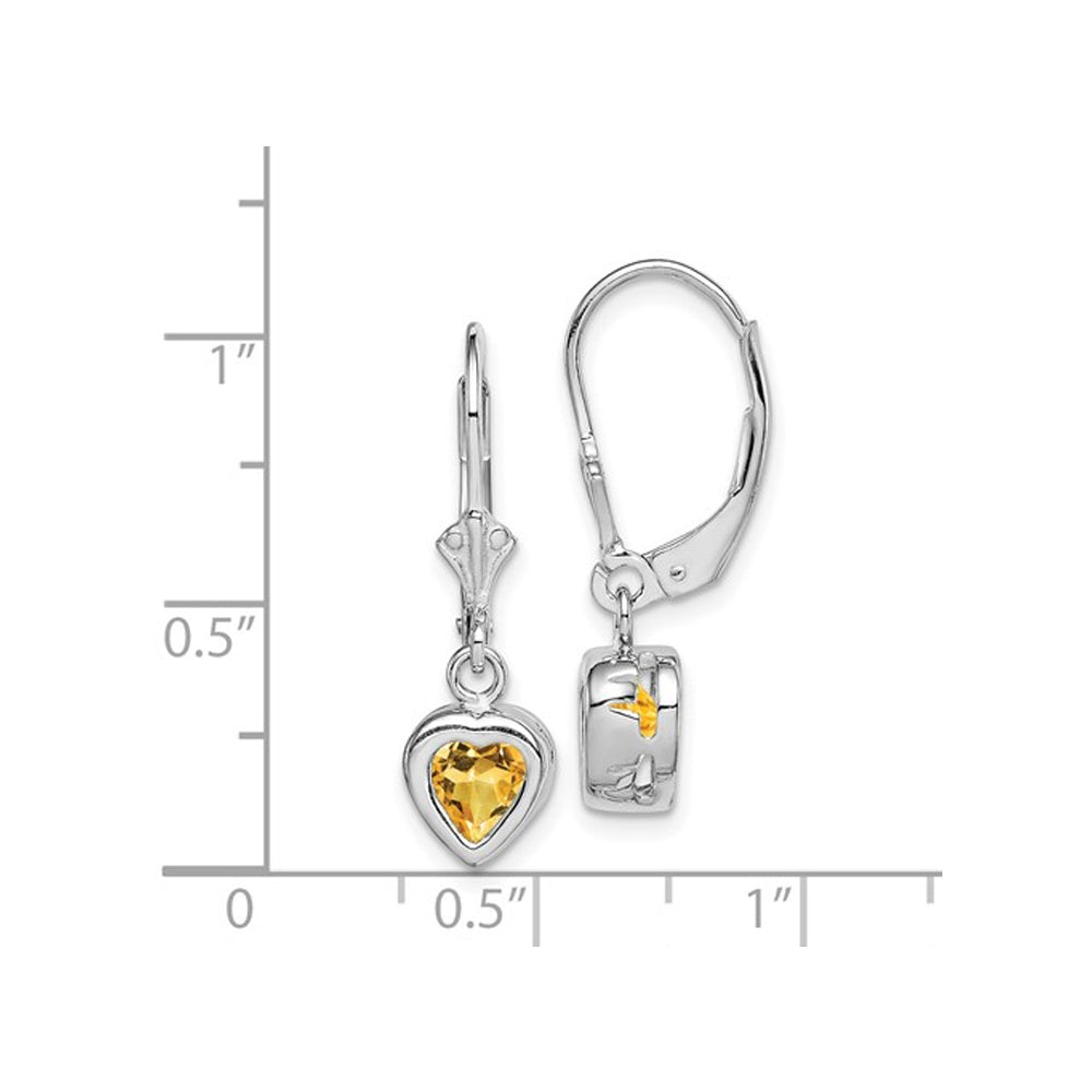 1.30 Carat (ctw) Citrine Drop Heart Earrings in Sterling Silver Image 4