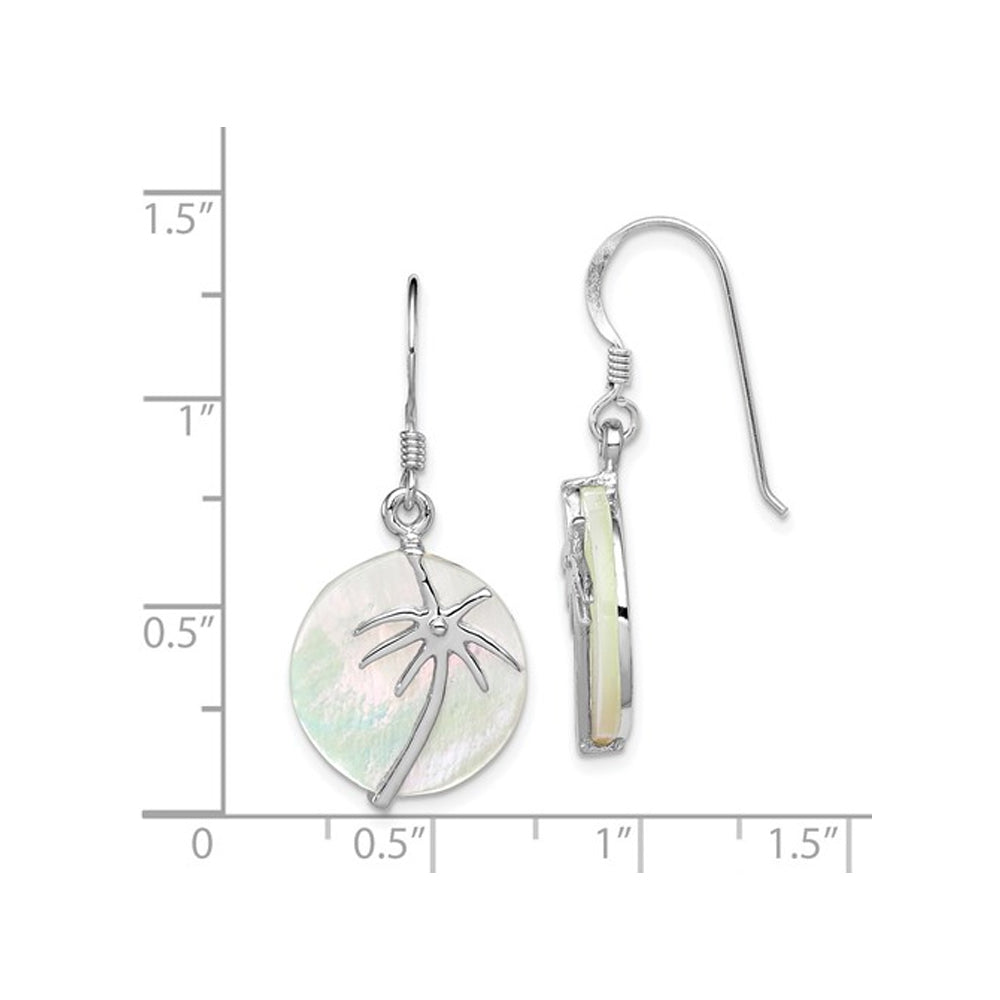 Mother of Pearl Palm Tree Charm Earrings in Sterling Silver Image 4