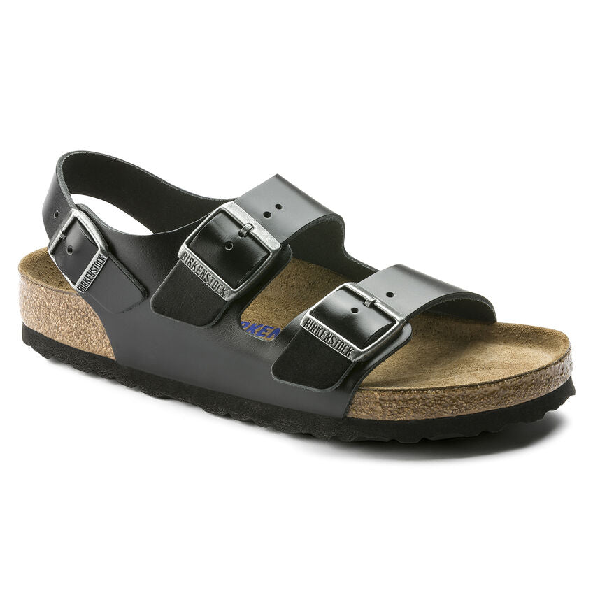 BIRKENSTOCK Milano Sandals Unisex Soft Footbed Amalfi Black Leather 36 M EU Image 1