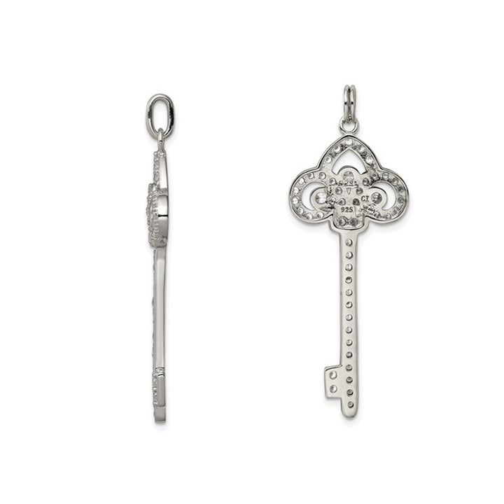 Key Pendant Necklace in Sterling Silver with Synthetic Cubic Zirconia (CZ) Image 3