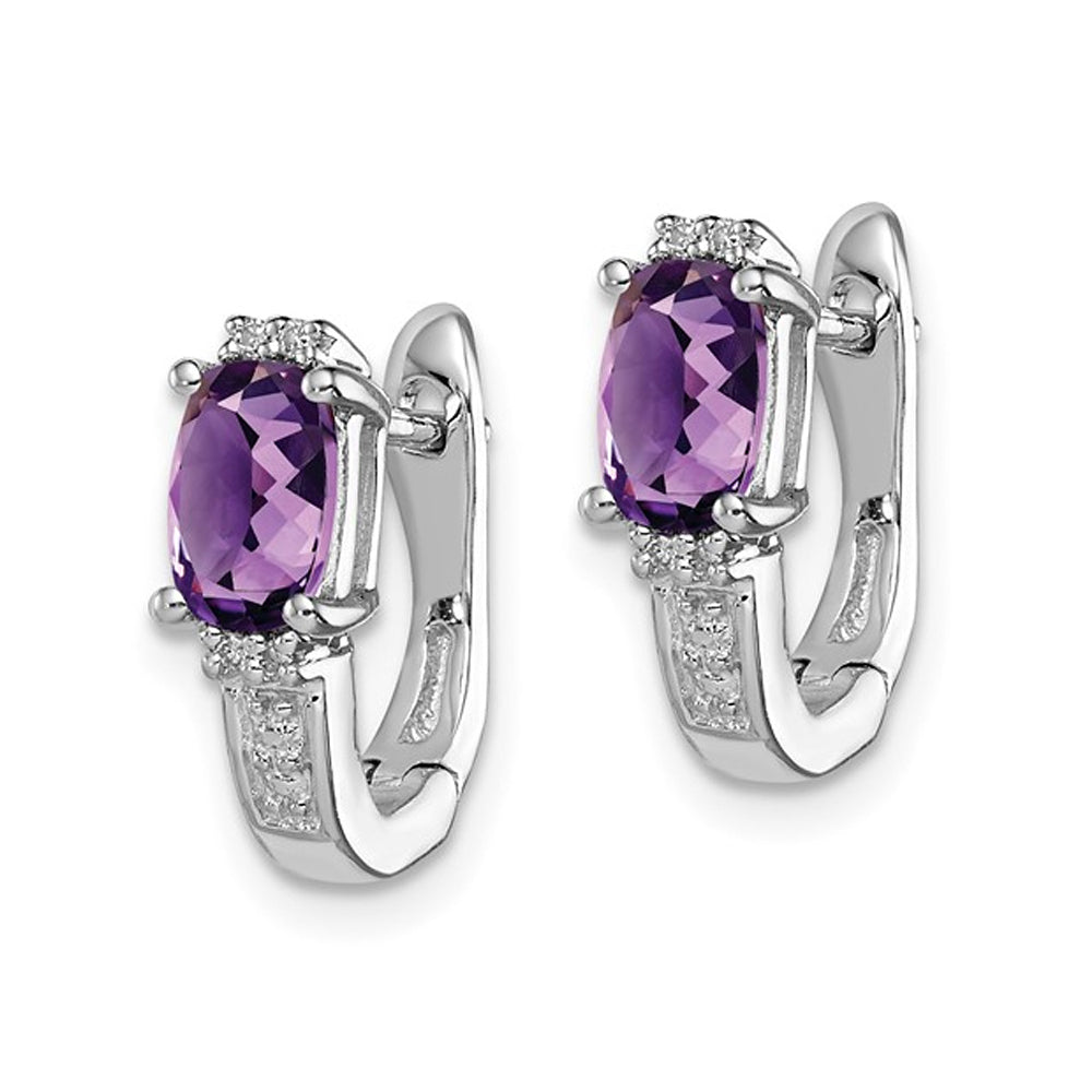 4/5 Carat (ctw) Amethyst Hoop Earrings in Sterling Silver Image 4