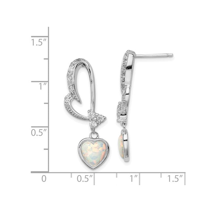 Lab-Created Opal Heart Dangle Earrings in Sterling Silver Image 4