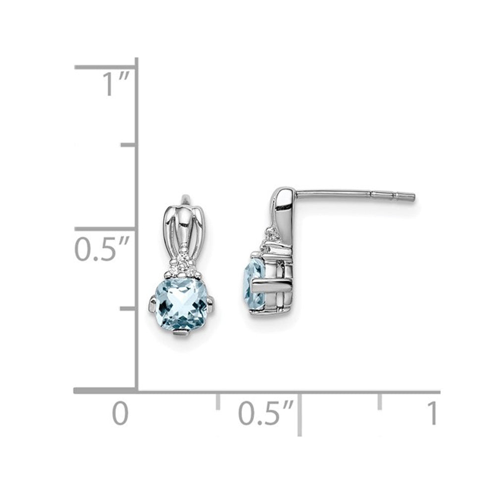 1/2 Carat (ctw) Aquamarine Drop Post Earrings in Sterling Silver Image 2